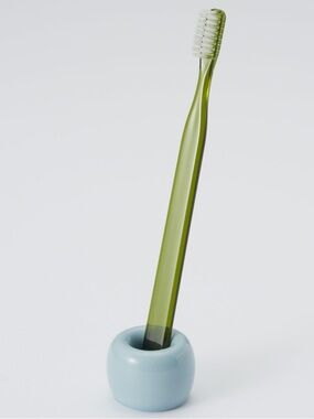 MUJI Home | Porcelain Toothbrush Holders Set of 2: White + Aqua | Made in Japan